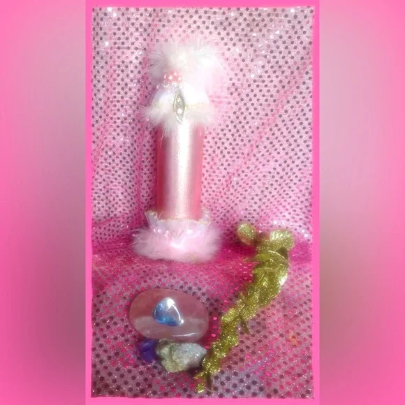 Bridal Gift Hand Crafted Upcycled JeweledGlass Gypsy Bottle Sparkling Pink - Picture 2 of 4